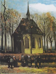 The church of Nuenen with churchgoers
